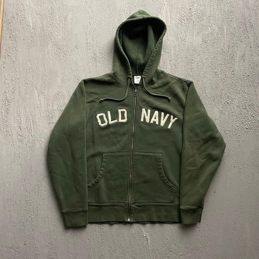 Vintage Old Navy Full Zip Hoodie Men Medium Green 2000s